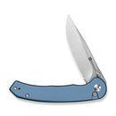 SENCUT Ingot Flipper & Thumb Stud & Button Lock Knife Blue Aluminum Handle (3.21" Satin Finished D2 Blade) S25102 - 3 - SENCUT