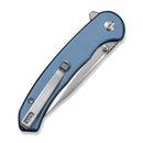 SENCUT Ingot Flipper & Thumb Stud & Button Lock Knife Blue Aluminum Handle (3.21" Satin Finished D2 Blade) S25102 - 3 - SENCUT