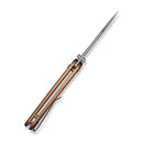 SENCUT Ingot Flipper & Thumb Stud & Button Lock Knife Coyote Brown Aluminum Handle (3.21" Stonewashed D2 Blade) S25102 - 1 - SENCUT