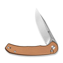 SENCUT Ingot Flipper & Thumb Stud & Button Lock Knife Coyote Brown Aluminum Handle (3.21" Stonewashed D2 Blade) S25102 - 1 - SENCUT