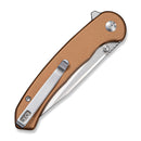 SENCUT Ingot Flipper & Thumb Stud & Button Lock Knife Coyote Brown Aluminum Handle (3.21" Stonewashed D2 Blade) S25102 - 1 - SENCUT