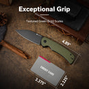 SENCUT Omniform Flipper Knife OD Green Coarse G10 Handle (3.65" Black 9Cr18MoV Blade) S23064-1