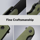 SENCUT Omniform Flipper Knife OD Green Coarse G10 Handle (3.65" Black 9Cr18MoV Blade) S23064-1