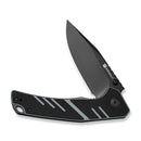 SENCUT Quirk Flipper & Thumb Stud Knife Black & Gray G10 Handle (3.41" Black D2 Blade) S25099-2 - SENCUT