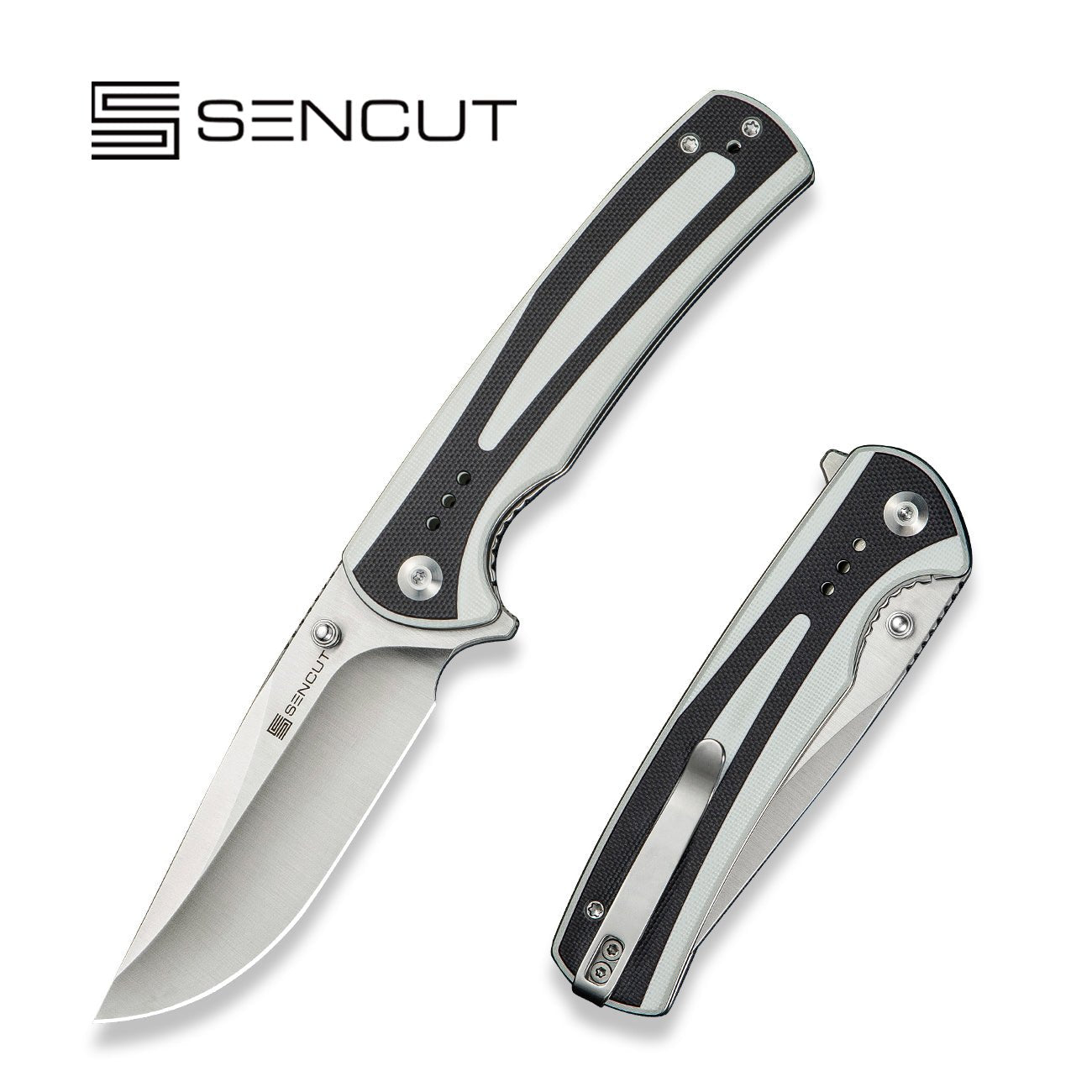 SENCUT Regnator Flipper & Thumb Stud Knife G10 Handle (3.48