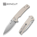 SENCUT Sachse Flipper & Button Lock & Thumb Stud Knife Ivory G10 Handle (3.47" Satin Finished 9Cr18MoV Blade) S21007 - 7 - SENCUT