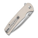 SENCUT Sachse Flipper & Button Lock & Thumb Stud Knife Ivory G10 Handle (3.47" Satin Finished 9Cr18MoV Blade) S21007 - 7 - SENCUT