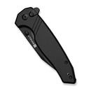 SENCUT Selkyris Flipper & Thumb Stud & Button Lock Knife Black Aluminum Handle (3.36" Black D2 Blade) S25068 - 1 - SENCUT