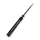 SENCUT Selkyris Flipper & Thumb Stud & Button Lock Knife Black Aluminum Handle (3.36" Black D2 Blade) S25068 - 1 - SENCUT