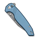 SENCUT Selkyris Flipper & Thumb Stud & Button Lock Knife Blue Aluminum Handle (3.36" Gray Stonewashed D2 Blade) S25068 - 3 - SENCUT