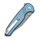 SENCUT Selkyris Flipper & Thumb Stud & Button Lock Knife Blue Aluminum Handle (3.36" Gray Stonewashed D2 Blade) S25068 - 3 - SENCUT