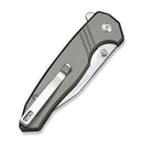 SENCUT Selkyris Flipper & Thumb Stud & Button Lock Knife Gray Aluminum Handle (3.36" Satin Finished D2 Blade) S25068 - 2 - SENCUT