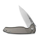 SENCUT Selkyris Flipper & Thumb Stud & Button Lock Knife Gray Aluminum Handle (3.36" Satin Finished D2 Blade) S25068 - 2 - SENCUT