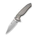 SENCUT Selkyris Flipper & Thumb Stud & Button Lock Knife Gray Aluminum Handle (3.36" Satin Finished D2 Blade) S25068 - 2 - SENCUT