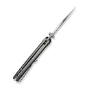 SENCUT Selkyris Flipper & Thumb Stud & Button Lock Knife Gray Aluminum Handle (3.36" Satin Finished D2 Blade) S25068 - 2 - SENCUT