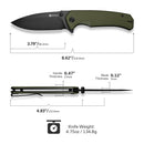 SENCUT Skarnax Flipper & Thumb Stud Knife G10 Handle (3.79" 9Cr18MoV Blade) S24025 - 2 - SENCUT