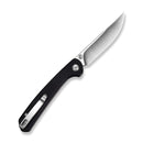 SENCUT Skelfin Thumb Stud & Button Lock Knife Black G10 Handle (3.3" Satin Finished 9Cr18MoV Blade) S25007 - 2 - SENCUT