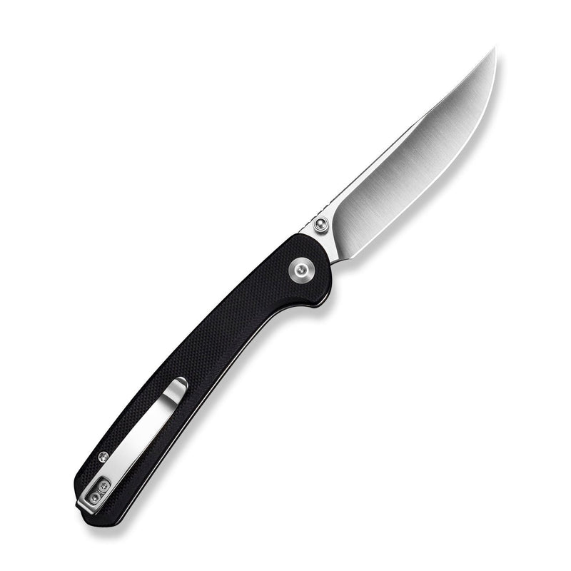 SENCUT Skelfin Thumb Stud & Button Lock Knife Black G10 Handle (3.3" Satin Finished 9Cr18MoV Blade) S25007 - 2 - SENCUT