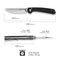 SENCUT Skelfin Thumb Stud & Button Lock Knife Black G10 Handle (3.3" Satin Finished 9Cr18MoV Blade) S25007 - 2 - SENCUT