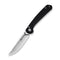 SENCUT Skelfin Thumb Stud & Button Lock Knife Black G10 Handle (3.3" Satin Finished 9Cr18MoV Blade) S25007 - 2 - SENCUT