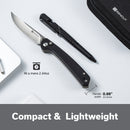 SENCUT Skelfin Thumb Stud & Button Lock Knife Black G10 Handle (3.3" Satin Finished 9Cr18MoV Blade) S25007 - 2 - SENCUT