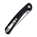 SENCUT Skelfin Thumb Stud & Button Lock Knife Black G10 Handle (3.3" Satin Finished 9Cr18MoV Blade) S25007 - 2 - SENCUT