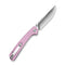 SENCUT Skelfin Thumb Stud & Button Lock Knife Powder Pink G10 Handle (3.3" Satin Finished 9Cr18MoV Blade) S25007 - 3 - SENCUT