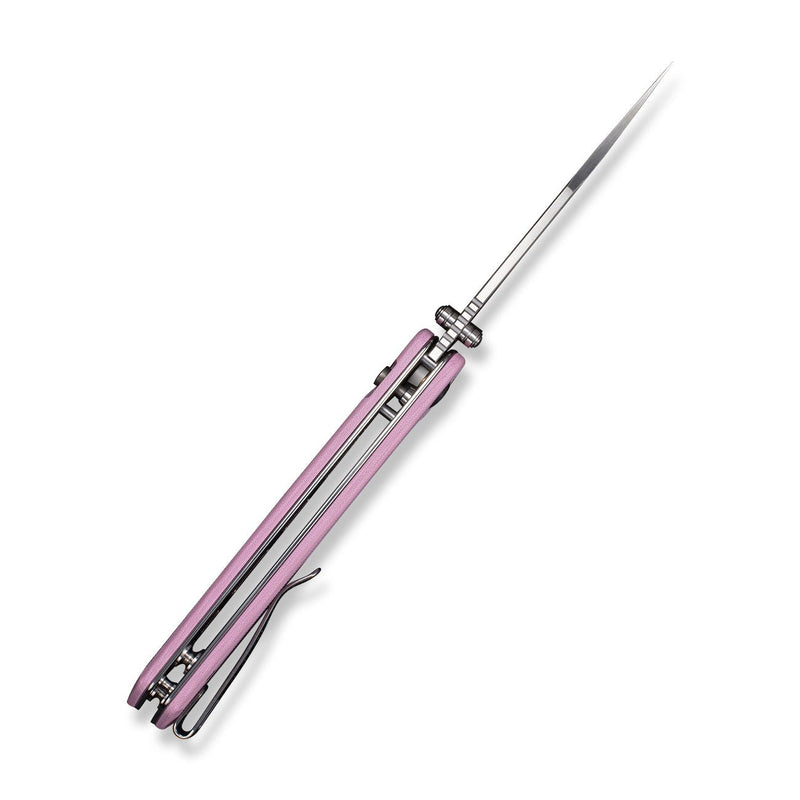 SENCUT Skelfin Thumb Stud & Button Lock Knife Powder Pink G10 Handle (3.3" Satin Finished 9Cr18MoV Blade) S25007 - 3 - SENCUT