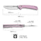 SENCUT Skelfin Thumb Stud & Button Lock Knife Powder Pink G10 Handle (3.3" Satin Finished 9Cr18MoV Blade) S25007 - 3 - SENCUT