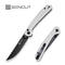 SENCUT Skelfin Thumb Stud & Button Lock Knife White G10 Handle (3.3" Black 9Cr18MoV Blade) S25007 - 1 - SENCUT