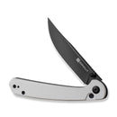 SENCUT Skelfin Thumb Stud & Button Lock Knife White G10 Handle (3.3" Black 9Cr18MoV Blade) S25007 - 1 - SENCUT