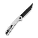 SENCUT Skelfin Thumb Stud & Button Lock Knife White G10 Handle (3.3" Black 9Cr18MoV Blade) S25007 - 1 - SENCUT