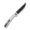 SENCUT Skelfin Thumb Stud & Button Lock Knife White G10 Handle (3.3" Black 9Cr18MoV Blade) S25007 - 1 - SENCUT