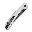 SENCUT Skelfin Thumb Stud & Button Lock Knife White G10 Handle (3.3" Black 9Cr18MoV Blade) S25007 - 1 - SENCUT