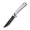 SENCUT Skelfin Thumb Stud & Button Lock Knife White G10 Handle (3.3" Black 9Cr18MoV Blade) S25007 - 1 - SENCUT