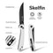 SENCUT Skelfin Thumb Stud & Button Lock Knife White G10 Handle (3.3" Black 9Cr18MoV Blade) S25007 - 1 - SENCUT