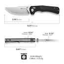 SENCUT Slybolt Thumb Stud & Crossbar Lock Knife Black G10 Handle (3.59" Satin Finished 9Cr18MoV Blade) S25001 - 1 - SENCUT