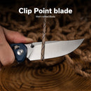 SENCUT Slybolt Thumb Stud & Crossbar Lock Knife Blue Canvas Micarta Handle (3.59" Satin Finished 9Cr18MoV Blade) S25001A - 2 - SENCUT