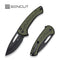 SENCUT Squiggy Flipper & Thumb Hole & Button Lock Knife Black / Green G10 Handle (3.89" Black 9Cr18MoV Blade) S24082A - 2 - SENCUT