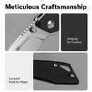 SENCUT Stratex Flipper & Thumb Stud Knife Black G10 Handle (3.17" Satin Finished 9Cr18MoV Blade) S25055 - 1 - SENCUT