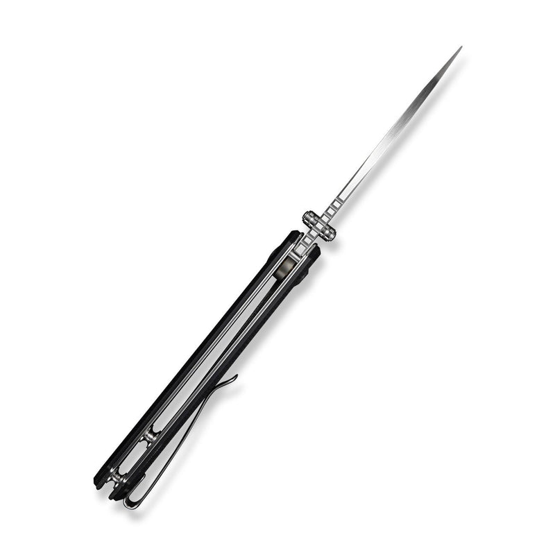 SENCUT Stratex Flipper & Thumb Stud Knife Black G10 Handle (3.17" Satin Finished 9Cr18MoV Blade) S25055 - 1 - SENCUT