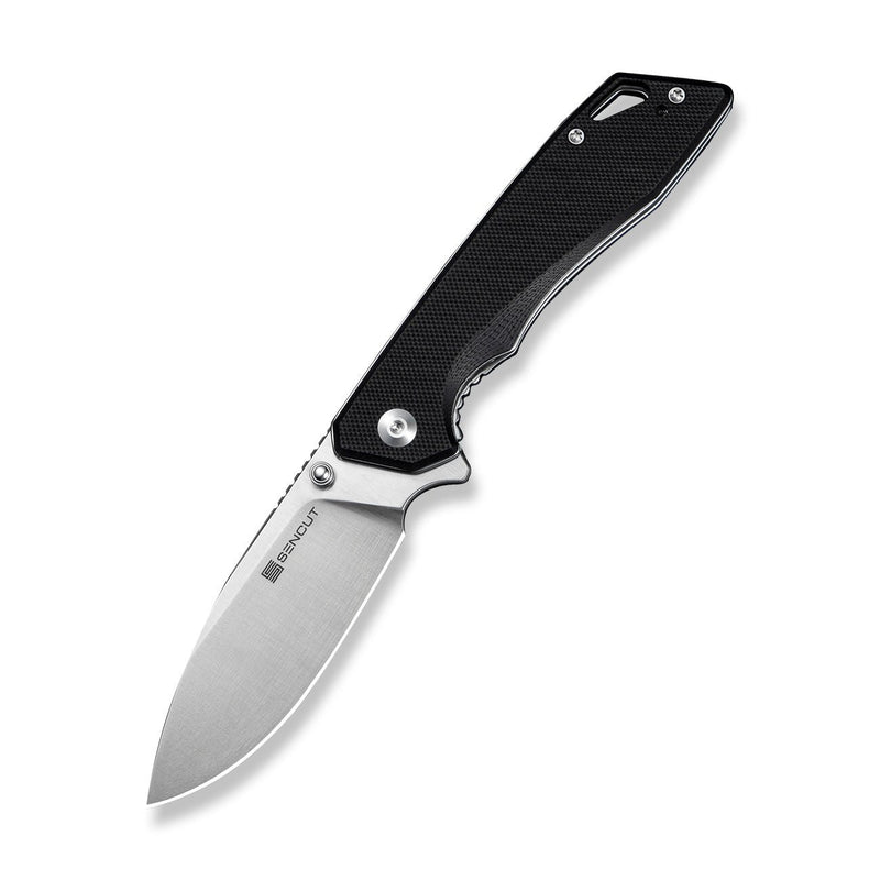 SENCUT Stratex Flipper & Thumb Stud Knife Black G10 Handle (3.17" Satin Finished 9Cr18MoV Blade) S25055 - 1 - SENCUT