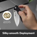 SENCUT Stratex Flipper & Thumb Stud Knife Black G10 Handle (3.17" Satin Finished 9Cr18MoV Blade) S25055 - 1 - SENCUT