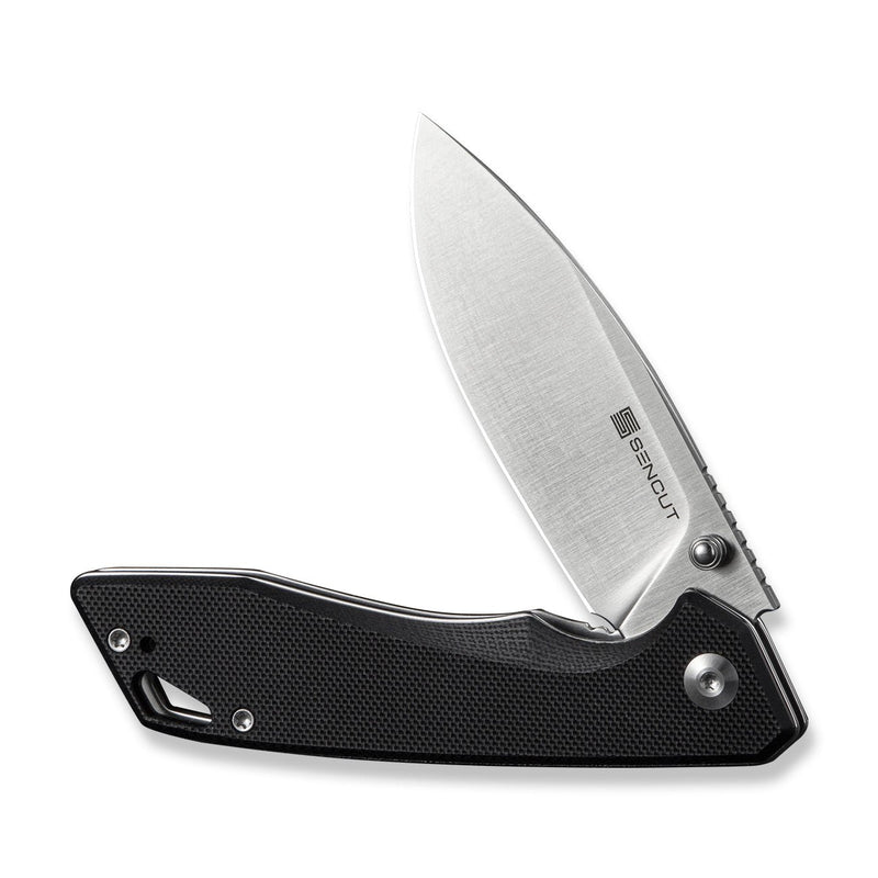 SENCUT Stratex Flipper & Thumb Stud Knife Black G10 Handle (3.17" Satin Finished 9Cr18MoV Blade) S25055 - 1 - SENCUT