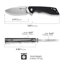 SENCUT Stratex Flipper & Thumb Stud Knife Black G10 Handle (3.17" Satin Finished 9Cr18MoV Blade) S25055 - 1 - SENCUT