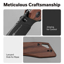 SENCUT Stratex Flipper & Thumb Stud Knife Guibourtia Wood Handle (3.17" Black 9Cr18MoV Blade) S25055 - 3 - SENCUT