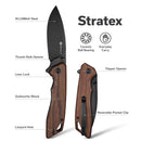 SENCUT Stratex Flipper & Thumb Stud Knife Guibourtia Wood Handle (3.17" Black 9Cr18MoV Blade) S25055 - 3 - SENCUT