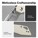 SENCUT Stratex Flipper & Thumb Stud Knife Ivory G10 Handle (3.17" Satin Finished 9Cr18MoV Blade) S25055 - 2 - SENCUT