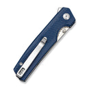 SENCUT Stria Flipper & Thumb Stud Knife Milled Blue Canvas Micarta Handle (3.12" Satin Finished D2 Blade) S25112-3 - SENCUT