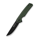 SENCUT Stria Flipper & Thumb Stud Knife Milled Green Canvas Micarta Handle (3.12" Black D2 Blade) S25112-2 - SENCUT